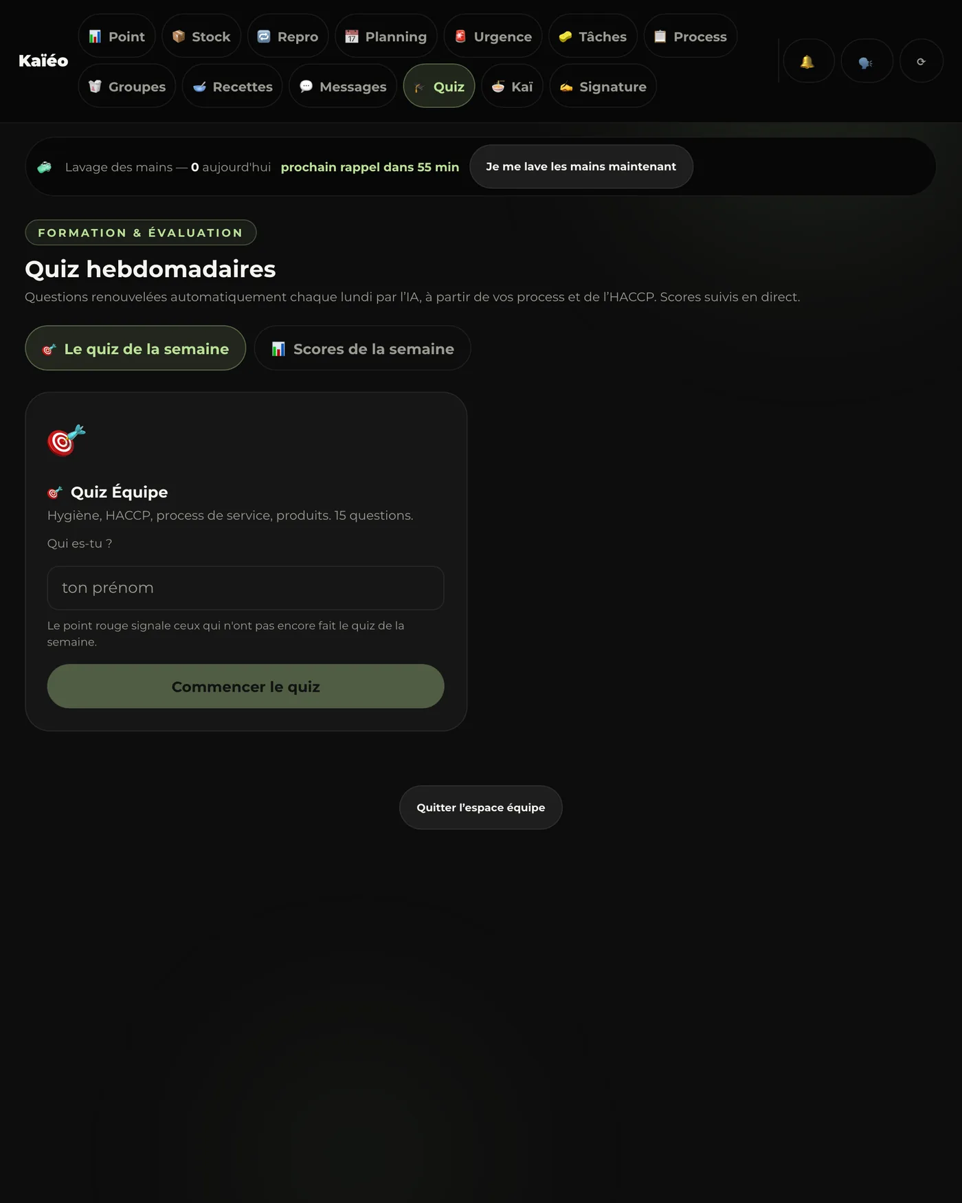 Les quiz hebdomadaires